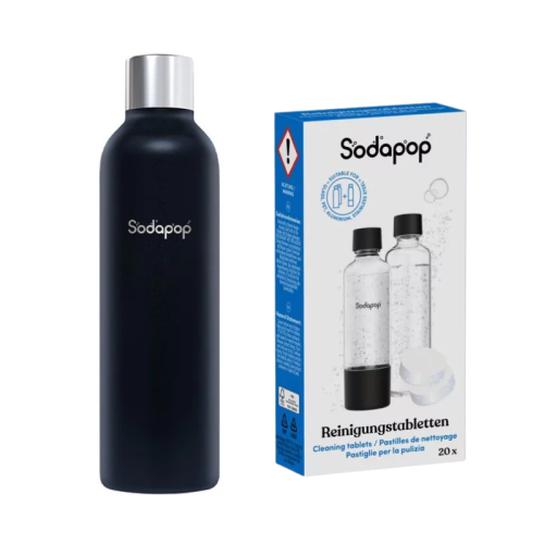 Sodapop Бутилка от неръждаема стомана, за Logan & Cooper Pro 750мл. black с таблетки за почистване